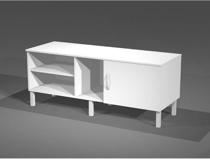 Meuble console en mélaminé et pieds métal L. 140 x H. 57 cm - Blanc