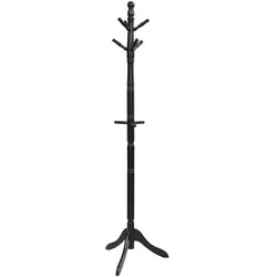 Helloshop26 - Verstellbare Garderobe mit 9 Haken 50 x 50 x 138–175 cm platzsparend stabil modernes Design schwarzes Gummibaumholz 20_0018492