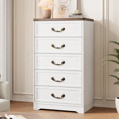 Garvee 5 Drawer Dresser for Bedroom, Vintage Chest of Drawers with Retro Handles, for Home Office