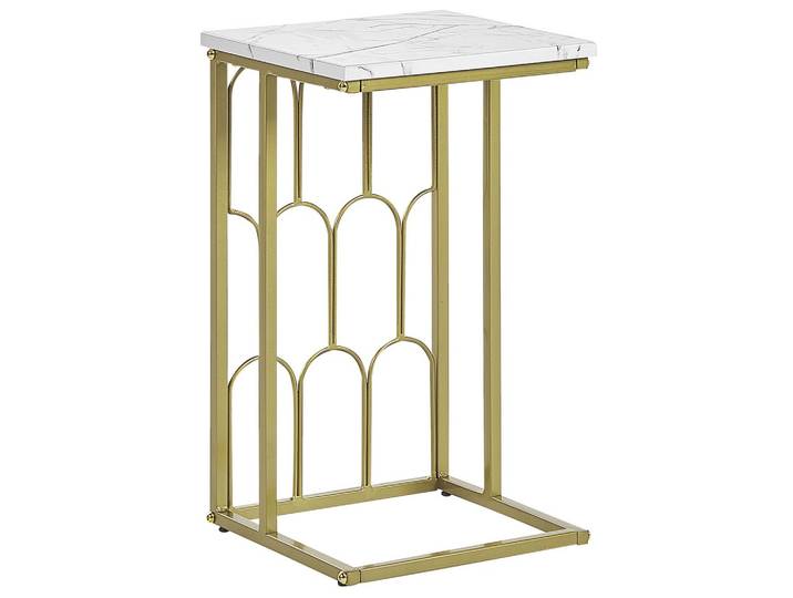BEISTELLTISCH Marmor Optik weiß/gold Pandale