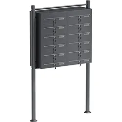 Wiltec, Briefkasten Zubehör, 12er Briefkastenanlage Anthrazit 2x6 Fächer Standbriefkasten Briefkasten
