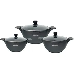JTI 6-teiliges Induktionstopfset - Aluminiumguss, Pfanne + Kochtopf, Transparent