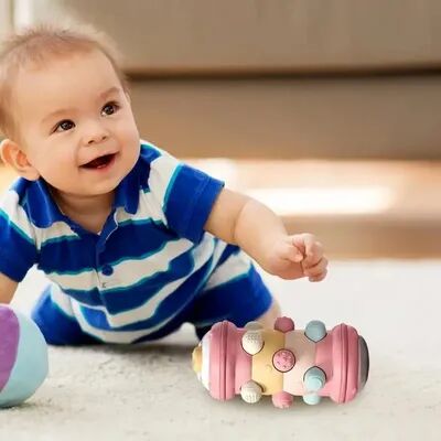 Tiny Tots Teens Trends Montessori Educational Baby Crawling Roller Toy, Tummy Time Activity, Sensory Development Toy For Infants blue