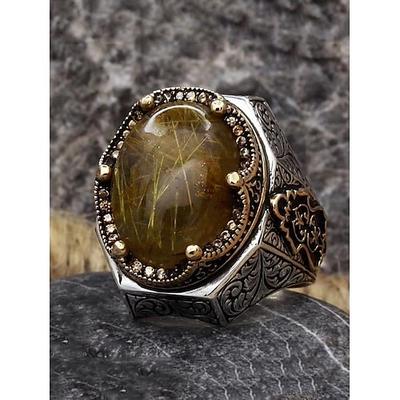 Statement-Ring für Herren im Vintage-Stil mit Kristallen – verstellbarer offener Ring, versilberter Schmuck mit geschnitztem Design für Mode, Partys und Geschenke