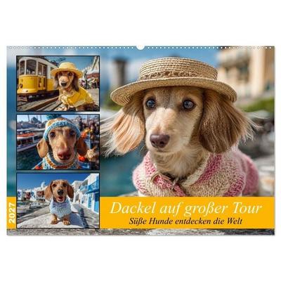 Dackel auf großer Tour - Süße Hunde entdecken die Welt (Wandkalender 2027 DIN A2 quer), CALVENDO Monatskalender