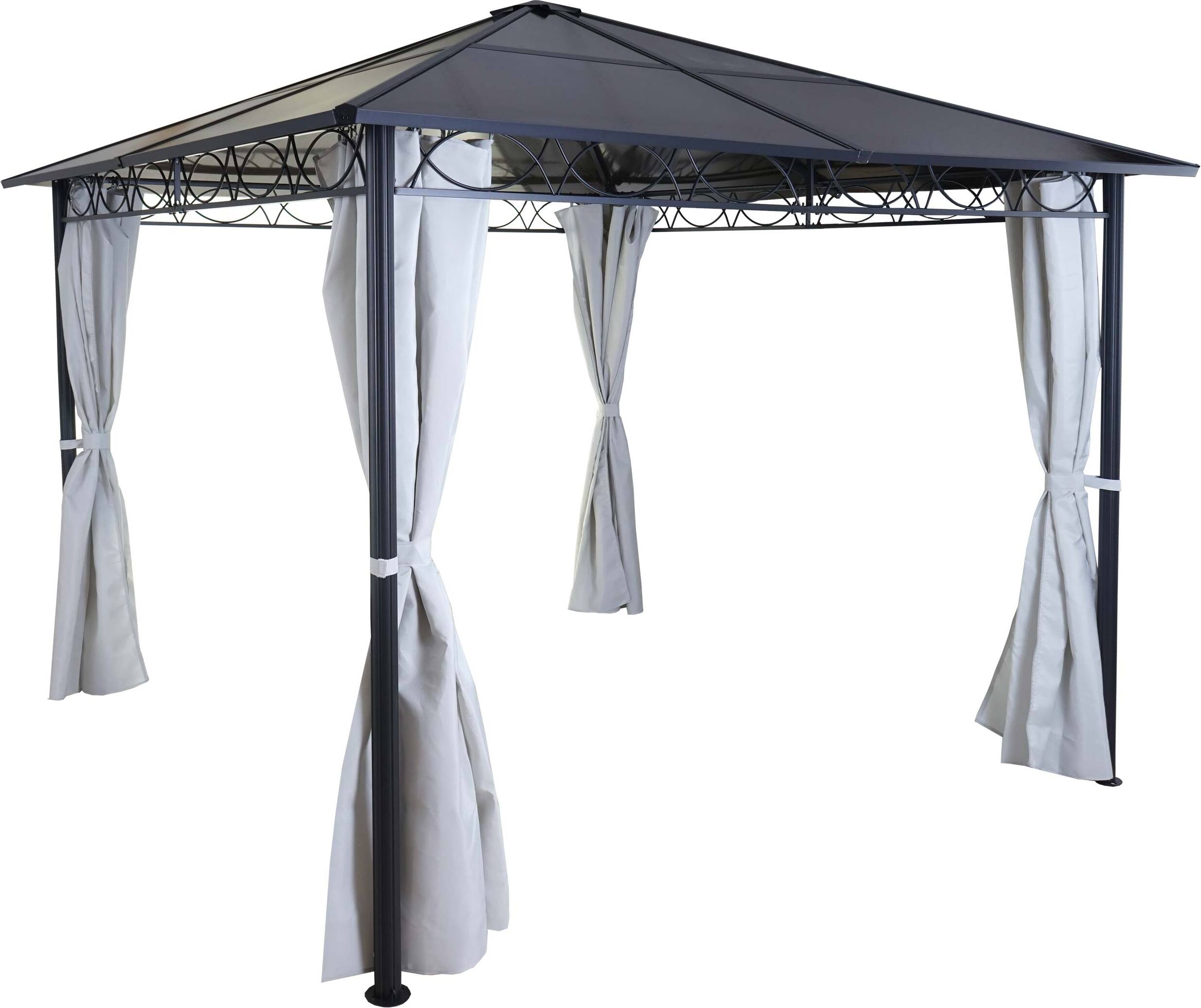 Famanu Hardtop-Pergola mit Kunststoffdach und Aluminium-Seitenwänden - Lichtgrau 3x3m