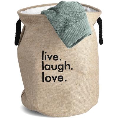 Wäschesack ZELLER PRESENT "Natural", beige (natur), B:40cm H:50cm T:40cm Ø:40cm, Wäschesammler, 2 praktische Griffe, natürliche Juteoptik