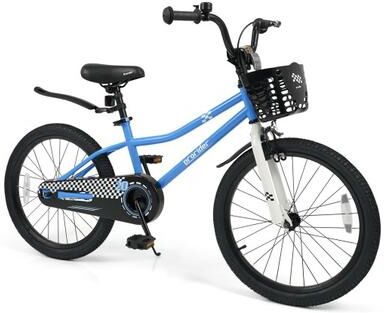Costway 20 Inch Kids Bike Adjustable with Kickstand and Storage Basket for Aged 8+ Years-Navy