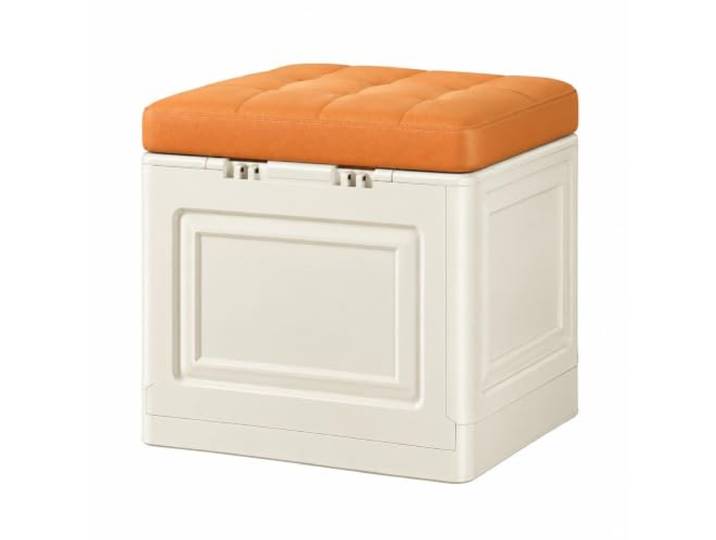 WSJJXS Sitzbank mit Stauraum Klappdeckel Platzsparend Klappdeckel, Schaumstoffpolster, Kunstleder, Stabiler Rahmen, Flur, Schlafzimmer(Orange,38x38cm)