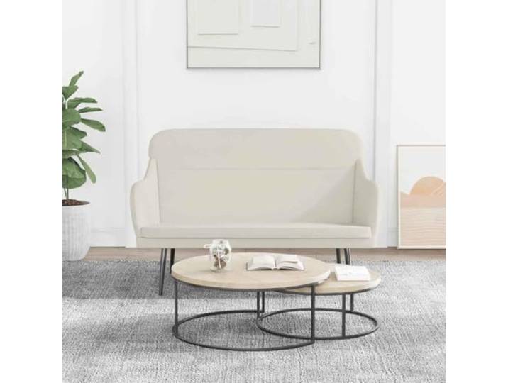 TEKGHUT Sitzbank Creme 110x76x80 cm Samt mit Metallgestell Samtbezug, Metallgestell, gepolsterte Rückenlehne, Armlehnen, Montageanleitung inklusive