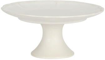 Gibson Elite Vista Rossio - Made in Portugal - 10.6"" White Ceramic Cake Stand with Scalloped Rim, Pedestal Dessert Stand"