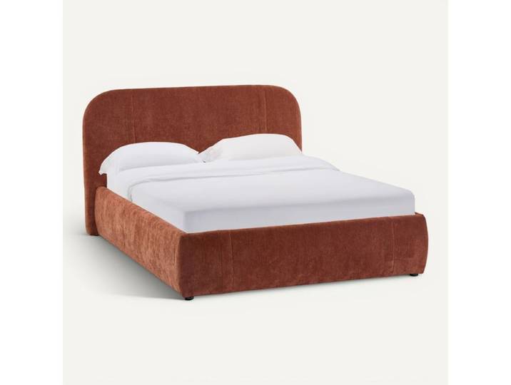 Lit coffre 140x190 PENELOPE Tissu velours terracotta
