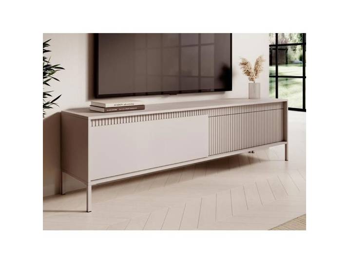 Meuble TV avec 2 portes en MDF - Beige - NURSEMA