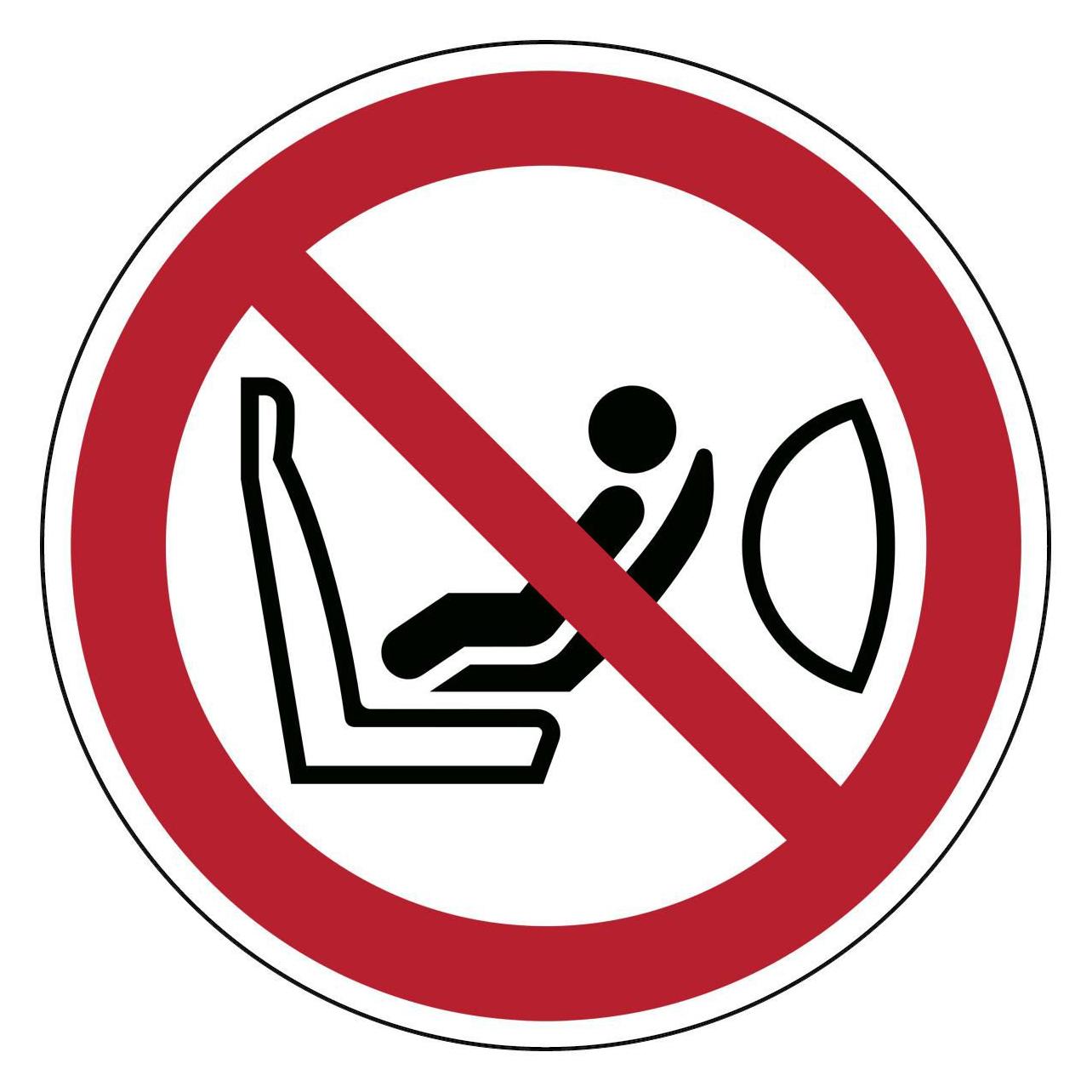 Brady ISO-Sicherheitsschild - Kindersitz einbauen verboten (PIC-P074-DIA025-PE-SHEET/7)