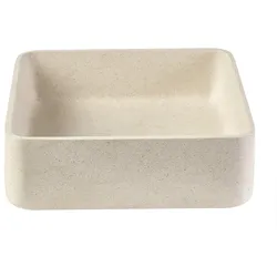 Quadratisches Waschbecken aus beigem Naturstein L40 cm FENG