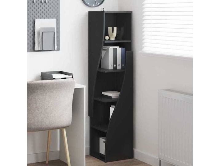 Meuble Rangement - HAOSHOP - Meuble d'angle Noir 32x32x140cm Bois d'ingénierie&01_42154
