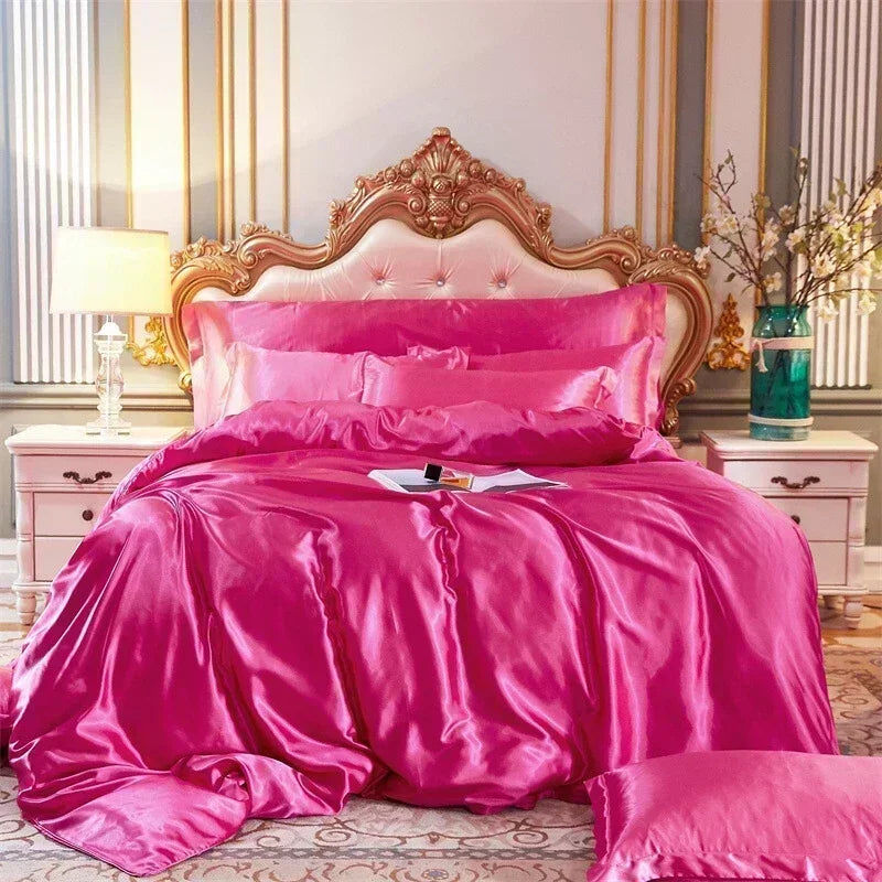 La parure de lit Parure de Lit en Satin fushia - 50x75 cm 200x200 cm