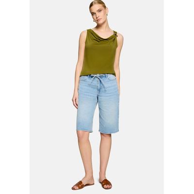 T-Shirt ZERO "Damen mit Wasserfallausschnitt", Damen, Gr. 34, grün (fir grün), Obermaterial: 5% Elasthan, 95% Polyester, unifarben, figurumspielend normal, Wasserfallausschnitt, Shirts T-Shirt, Material