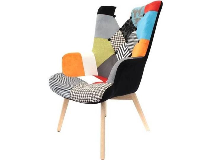 Fauteuil - HOME DECO FACTORY - Helsinki - Patchwork - Multicolore