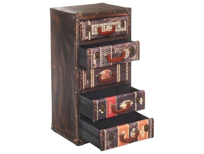 Kobolo Kommode TAFARI aus MDF 5 Schubladen 40x31x78 cm Braun