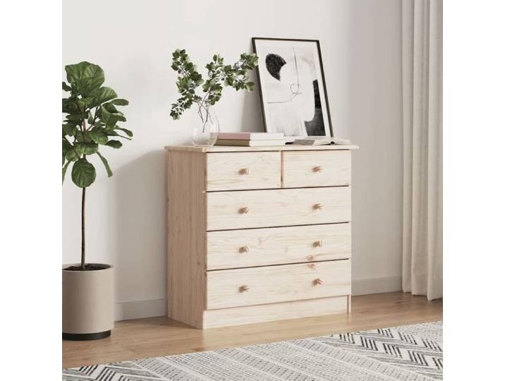 Commode - - ALTA - Bois massif de pin - 5 tiroirs - 77x35x73 cm