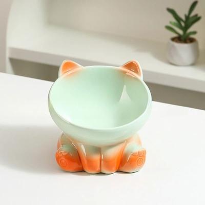 Uplift Essentials Gradient Ergonomic Slanted Ceramic Pet Bowl green