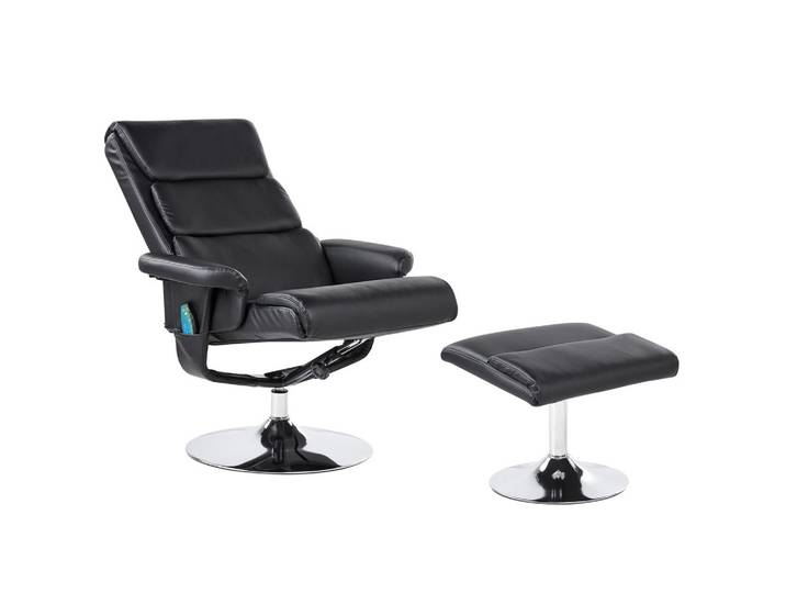 MASSAGESTUHL mit Fußstütze Kunstleder Schwarz Legend