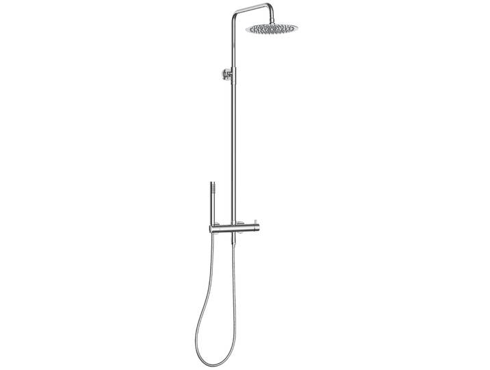 Stangenbrause-Set MARWELL Classico , silber (chrome), H:118cm T:7cm, Edelstahl, Brausegarnituren, Stangenbrause-Set, Edelstahl Regendusche, 88-118x20cm, mit höhenverstellbarer Duschstange
