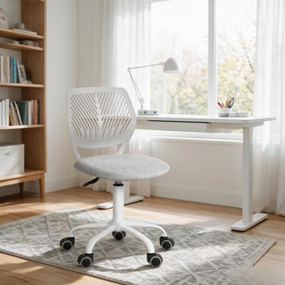 FurnitureR Homy Casa Kids' Adjustable Height Swivel Desk Chair with Padded Seat, Rolling Wheels and Metal Base