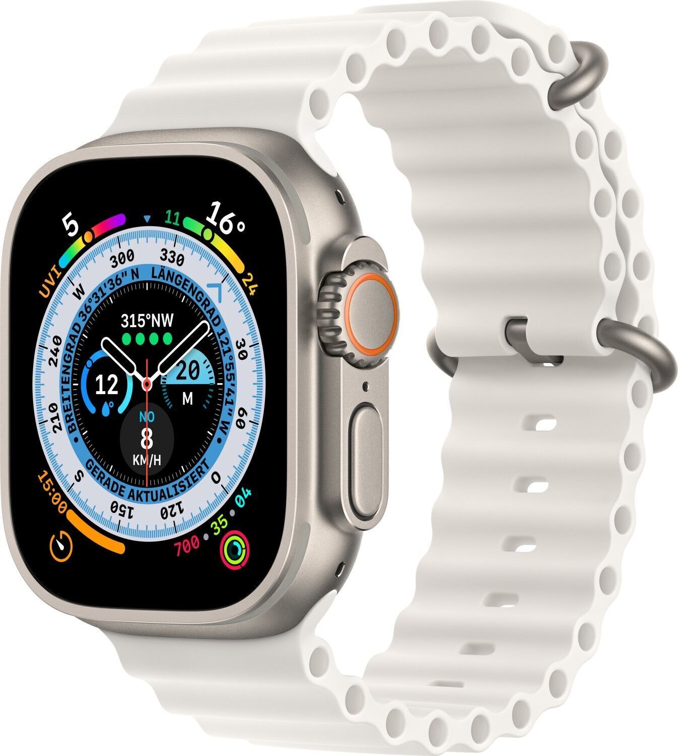 Apple Watch Ultra (2022)   49 mm   GPS + Cellular   silver   white Ocean Band - Refurbished