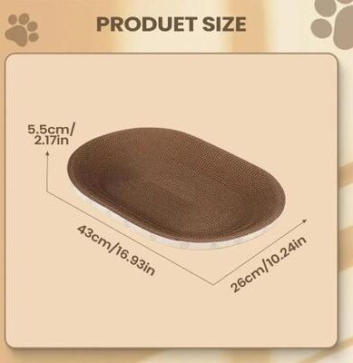 Uplift Picks Oval Corrugated Cat Scratcher Bed For Indoor Cats 43x26 Cm