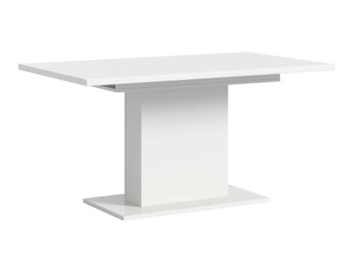 Aileenstore Esstisch Oslo ausziehbar 150-190 cm, Säulen-Fuß, Tischplatte Weiß/Gestell Weiß, 150x76x90 cm