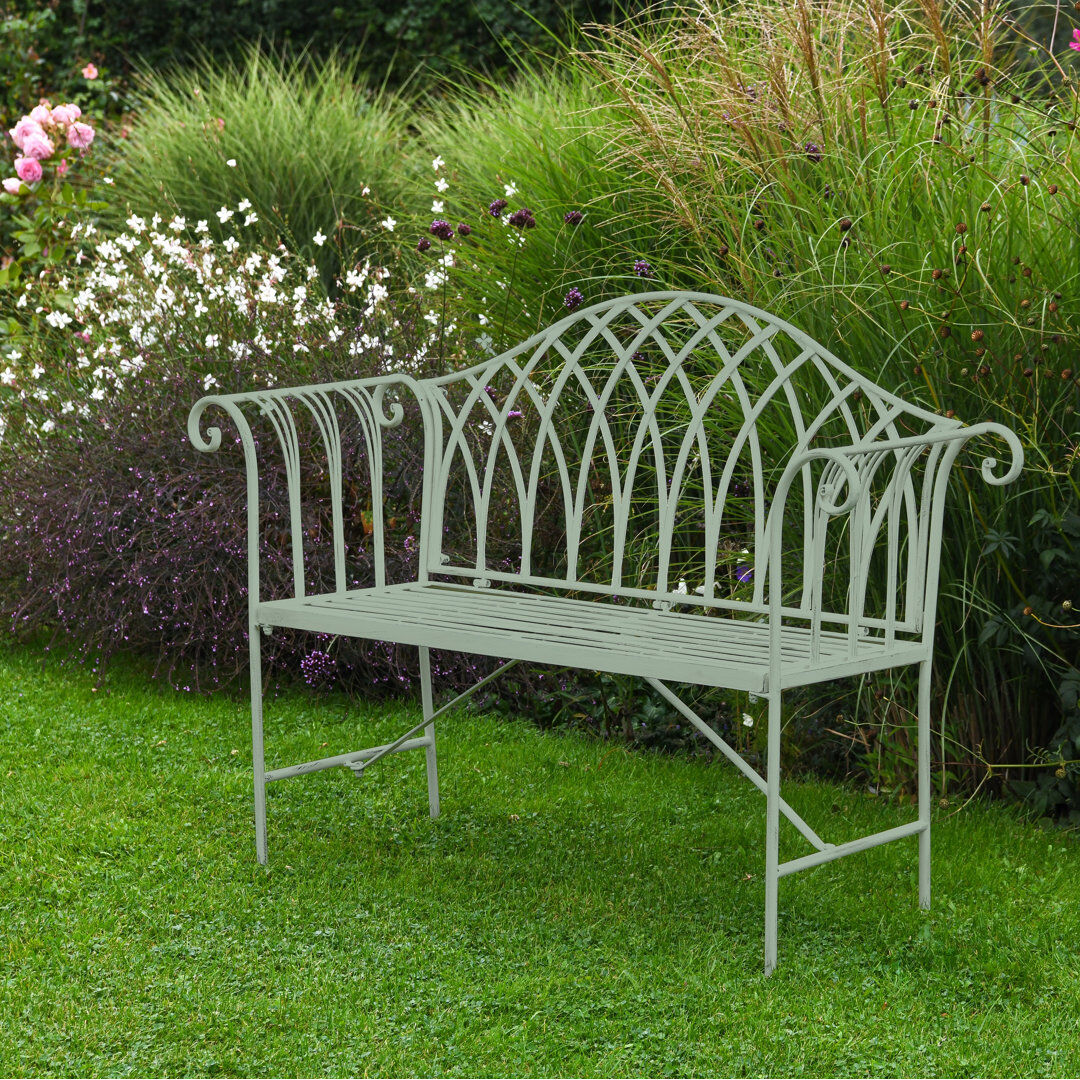 Garden Gear Versailles Wrought Iron Garden Outdoor Bench Antique White 77cm H X 130cm W X 45cm D
