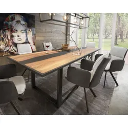 MassivHolz »Wave« Epoxidharz Akazien-Esstisch 240x100 cm / Epoxidharz