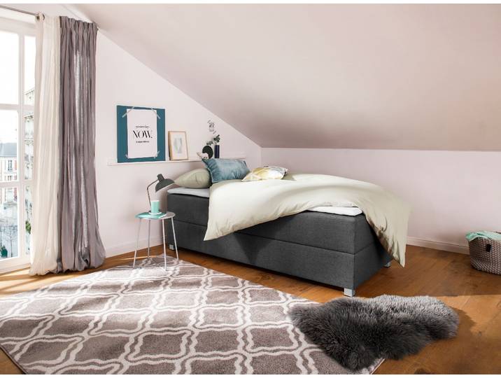 Boxbett, Anthrazit, 90x200 cm, Struktur Fein, Mit Bettkasten, Modern, Inosign