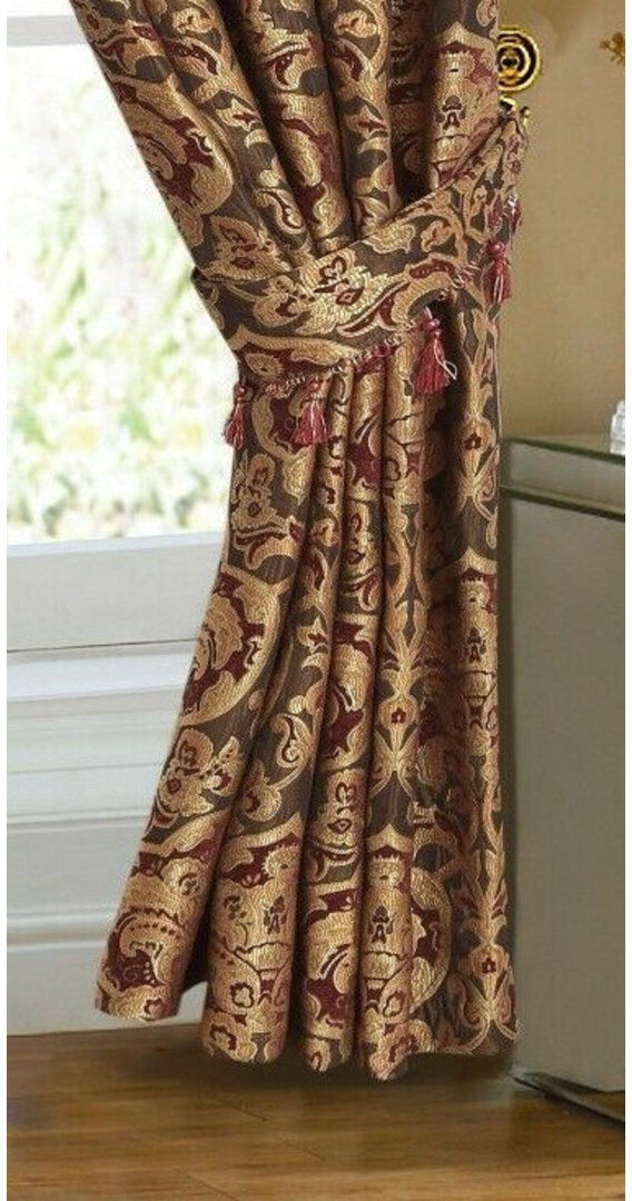 Astoria Grand Hefley Curtain Burgundy 168 W x 183 D cm