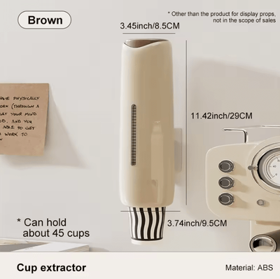 Inspire Curations QuickMount Water Cup Dispenser Holder milk Tea Brown