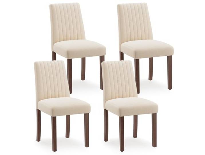 MALOL Esszimmerstühle 4er Set, Stuhl Esszimmer, Küche Essstühle, Gepolsterte Küchenstühle mit Rückenlehne & Holzbeinen, Stoff-Dining Chairs für Esszimmer, Restaurant, Beige