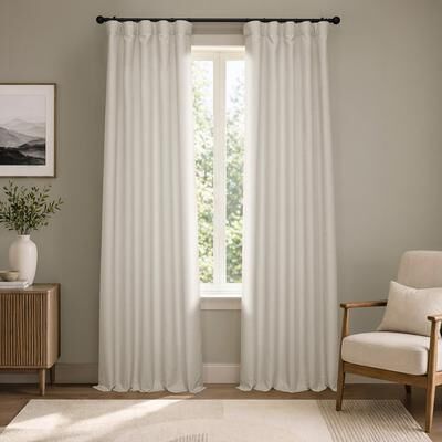Exclusive Fabrics Italian Faux Linen Room Darkening Curtains for Bedroom & Living Room Curtains - Single Panel Window Curtains