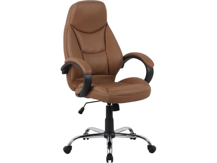 Chefsessel GOODPRODUCT Veronika, Bürostuhl , braun (cognac), B:68cm H:111cm T:68cm, Kunstleder, Stühle, Chefsessel, komfortabel gepolstert, Kunstleder