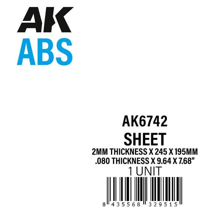 AK Interactive 2mm thickness x 245 x 195mm - ABS SHEET (AK6742)