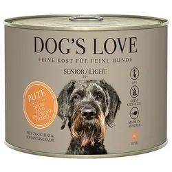 Dog's Love Senior 200g Dose Hundenassfutter 6 x 200 Gramm Pute & Light mit Zucchini & Johanneskraut