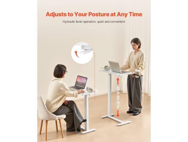 Table de lit mobile table d'appoint avec 4 roulettes dissimulées bureau d'ordinateur portable réglable en hauteur avec porte-gobe…