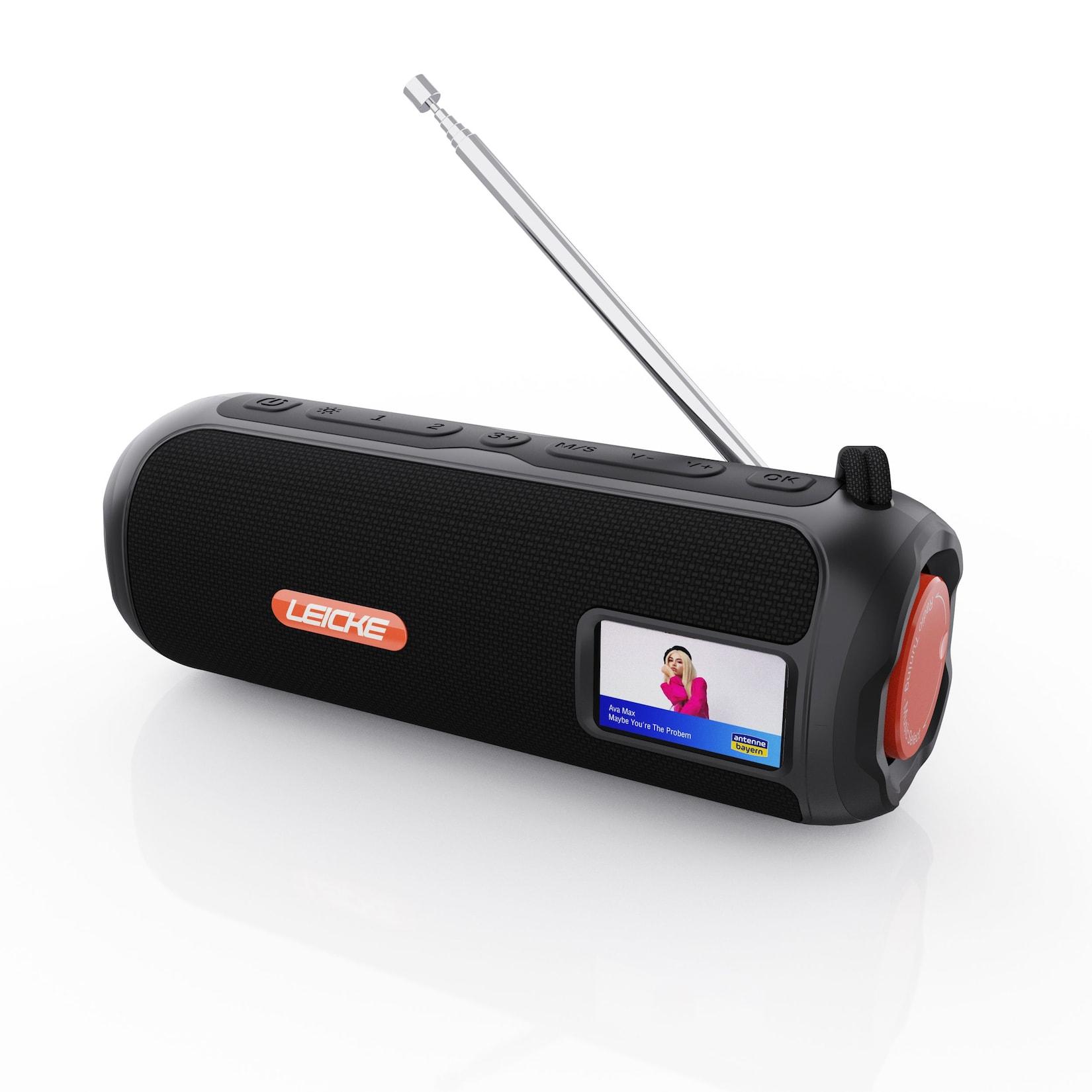LEICKE DAB+ Radio Tube tragbarer Bluetooth Lautsprecher mit RGB-LED Lichter