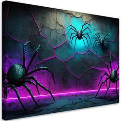 WANDBILD spinnen neon abstraktion