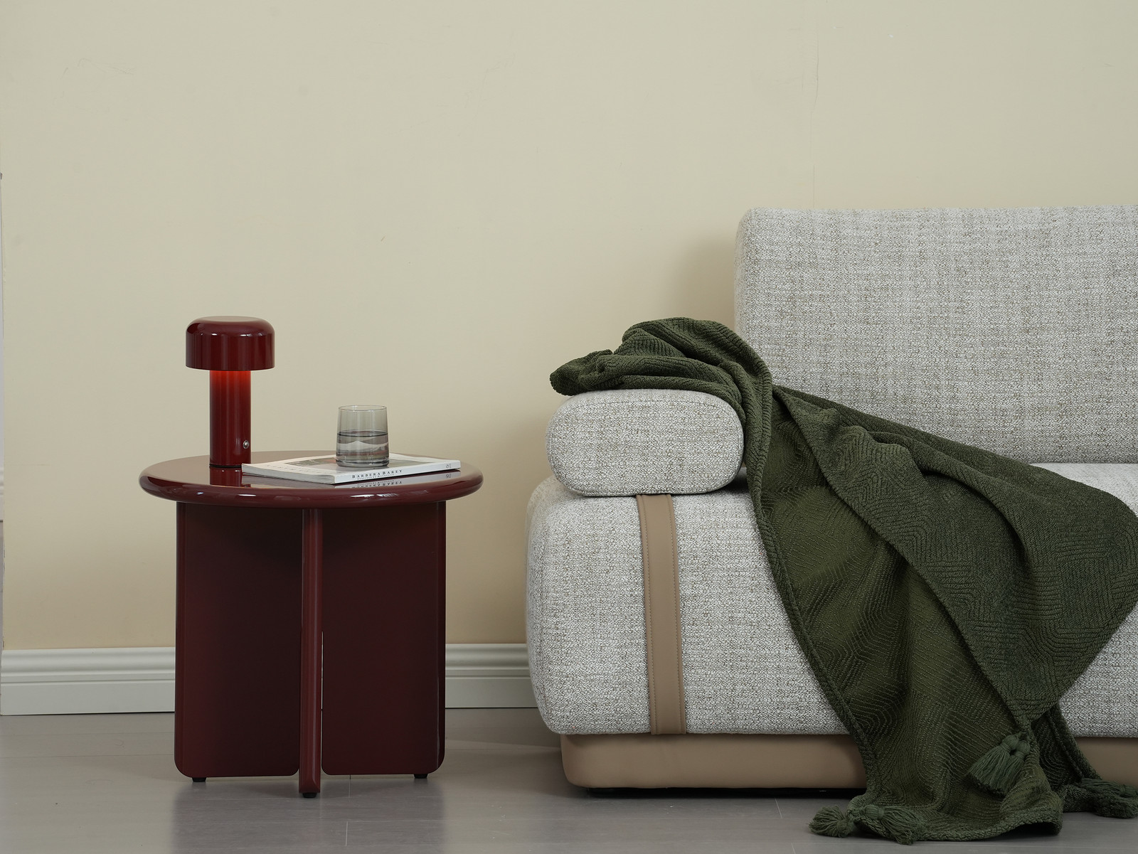 home24 Bijzettafel Banturan, rond, rood hoogglans, Ø 50 cm