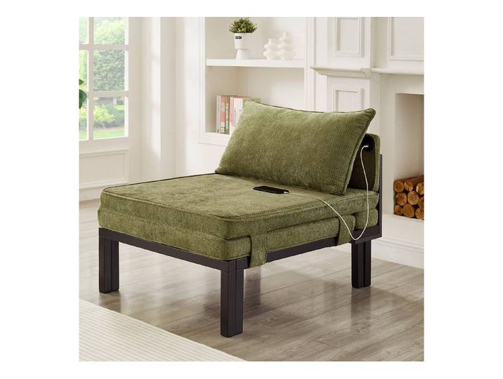 Odikalo Sessel Schlafsessel Klappsofa mit schlaffunktion USB/TypeC (Einzelsofa mit Kissen,für Wohnzimmer, Schlafzimmer)