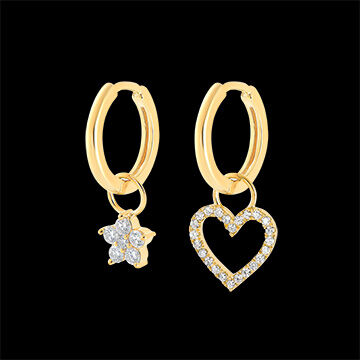Edenly Ein Paar Ohrringe, Kombination, aus 18 Karat Gelbgold