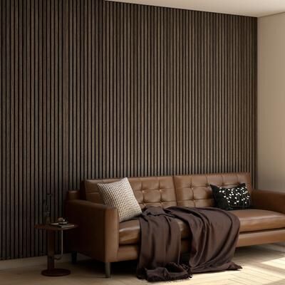 "HOMCOM 4 Pack 3D Acoustic Panels, 95"" x 8"" Soundproof Wood Panels for Wall, Slat Wall Paneling for Home Theater, Studio"