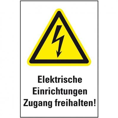 Schild I Warn-Kombischild Elektrische Einrichtungen Zugang, Kunststoff, 300x400mm, ASR A1.3, DIN EN ISO 7010 W012